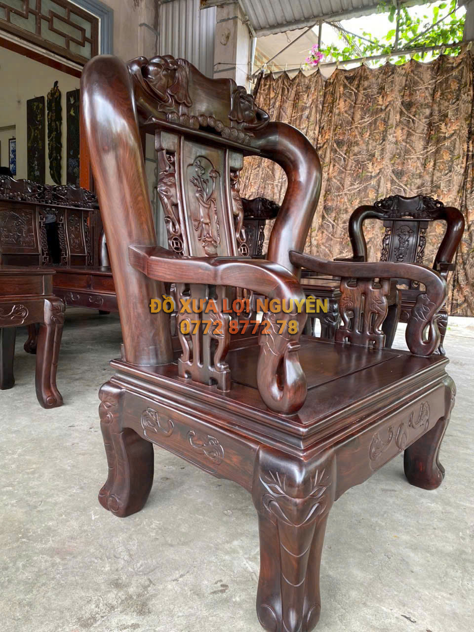 Bộ bàn quốc voi 10 món, gỗ trắc ta xưa, tay 12 hiếm gặp