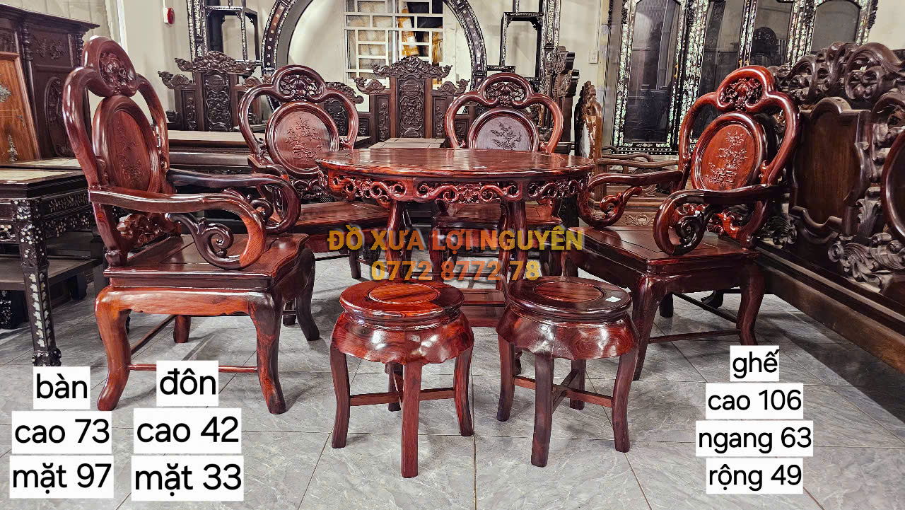 Bộ ruột dơi, gỗ cẩm lai ta 7 món