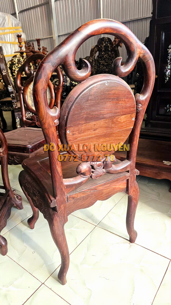 Bộ bàn ghép mặt nguyệt 6 món , gỗ trắc ta xưa