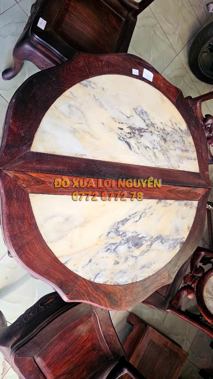 Bộ bàn ghép mặt nguyệt 6 món , gỗ trắc ta xưa
