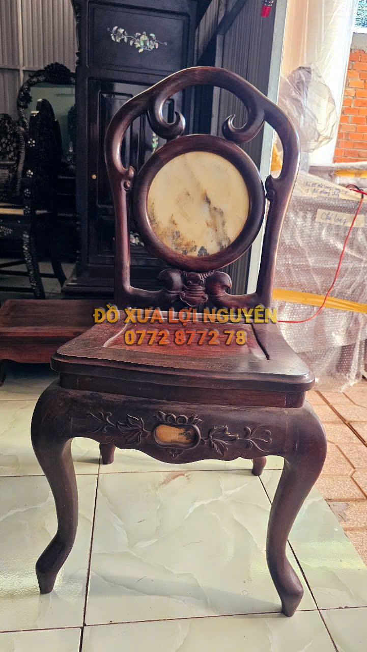 Bộ bàn ghép mặt nguyệt 6 món , gỗ trắc ta xưa