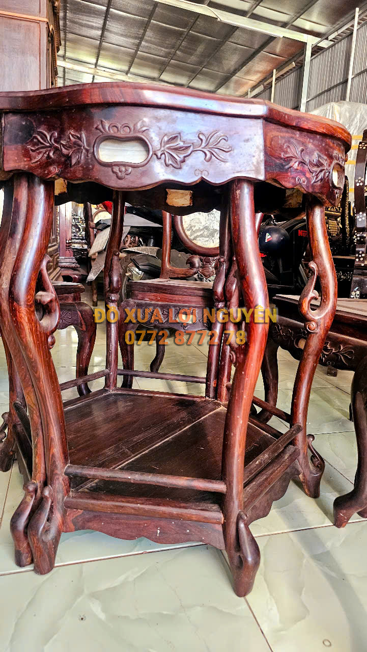 Bộ bàn ghép mặt nguyệt 6 món , gỗ trắc ta xưa