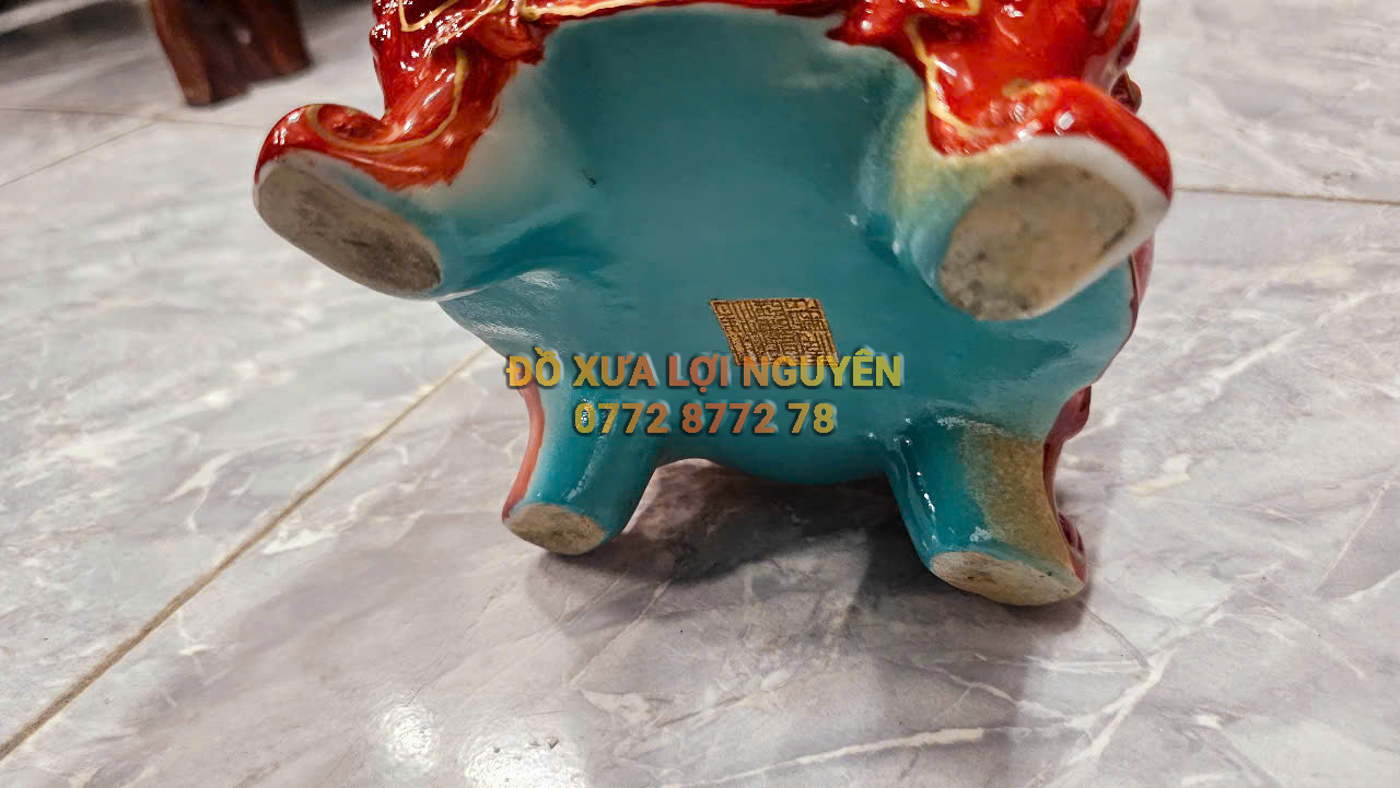 Cặp bình gốm tàu vip, mạ vàng thật, rồng đắp nổi