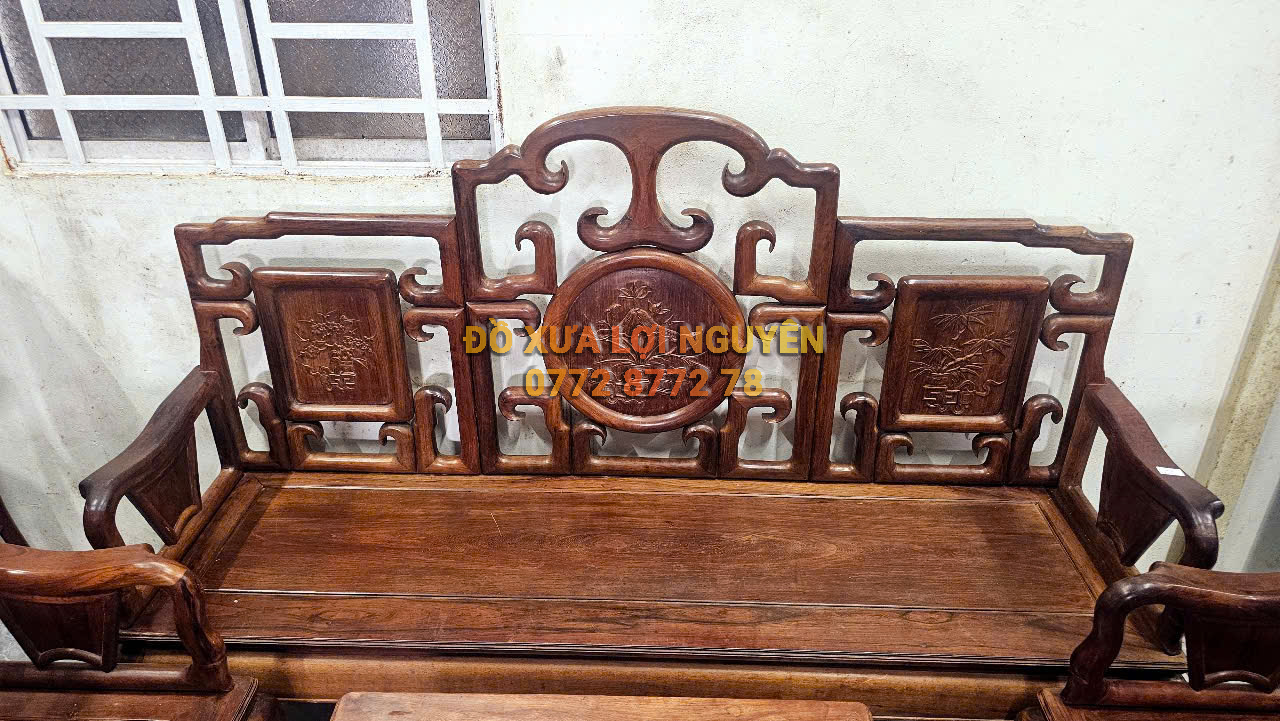 Bộ bàn móc 8 món, gỗ cẩm lai xưa