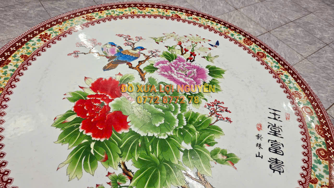 Bộ bàn gốm tàu vip. Vẽ tích chim hoa