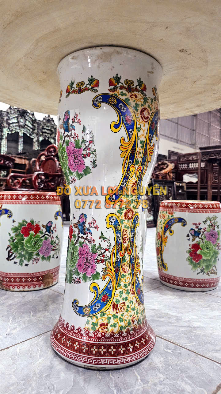 Bộ bàn gốm tàu vip. Vẽ tích chim hoa