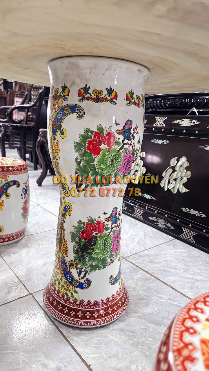 Bộ bàn gốm tàu vip. Vẽ tích chim hoa