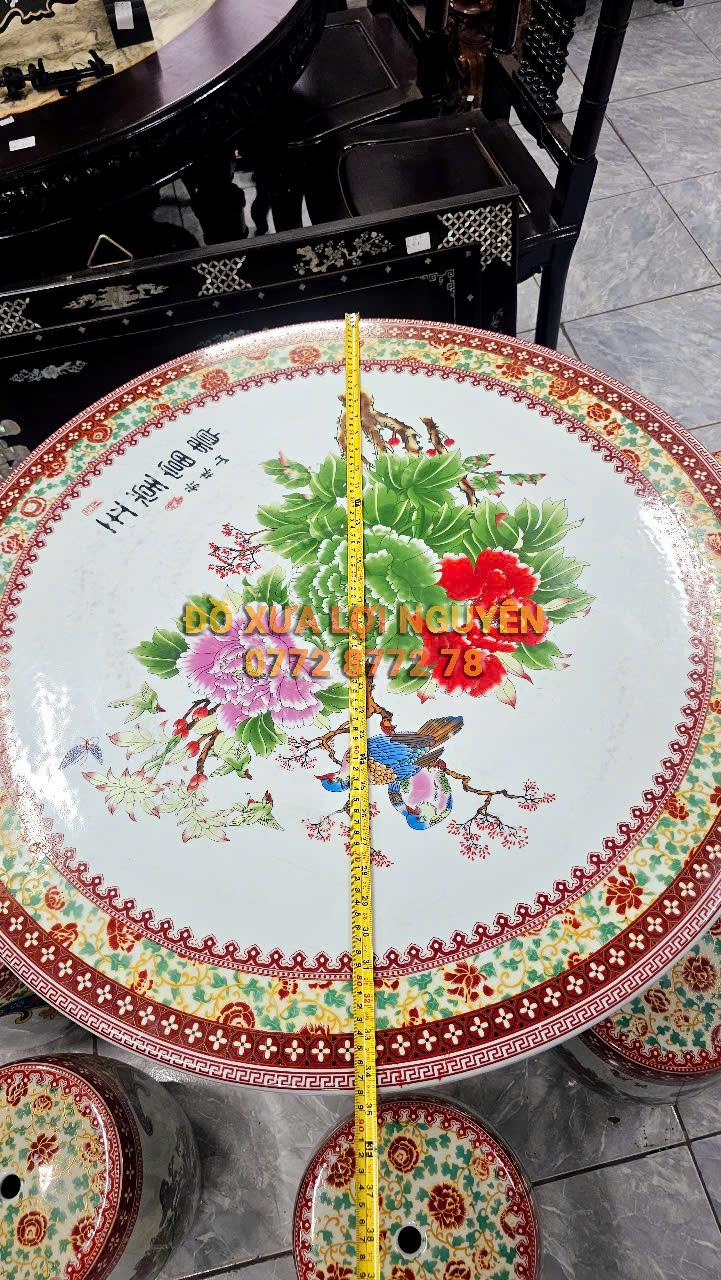 Bộ bàn gốm tàu vip. Vẽ tích chim hoa