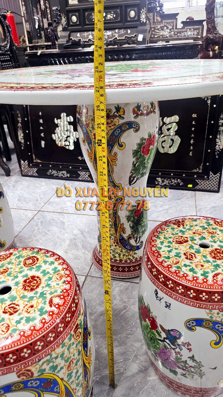 Bộ bàn gốm tàu vip. Vẽ tích chim hoa