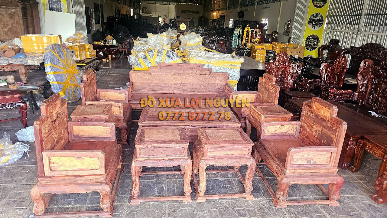 Bộ bàn ghế gỗ cẩm lai 10 món, quốc sắc thiên hương