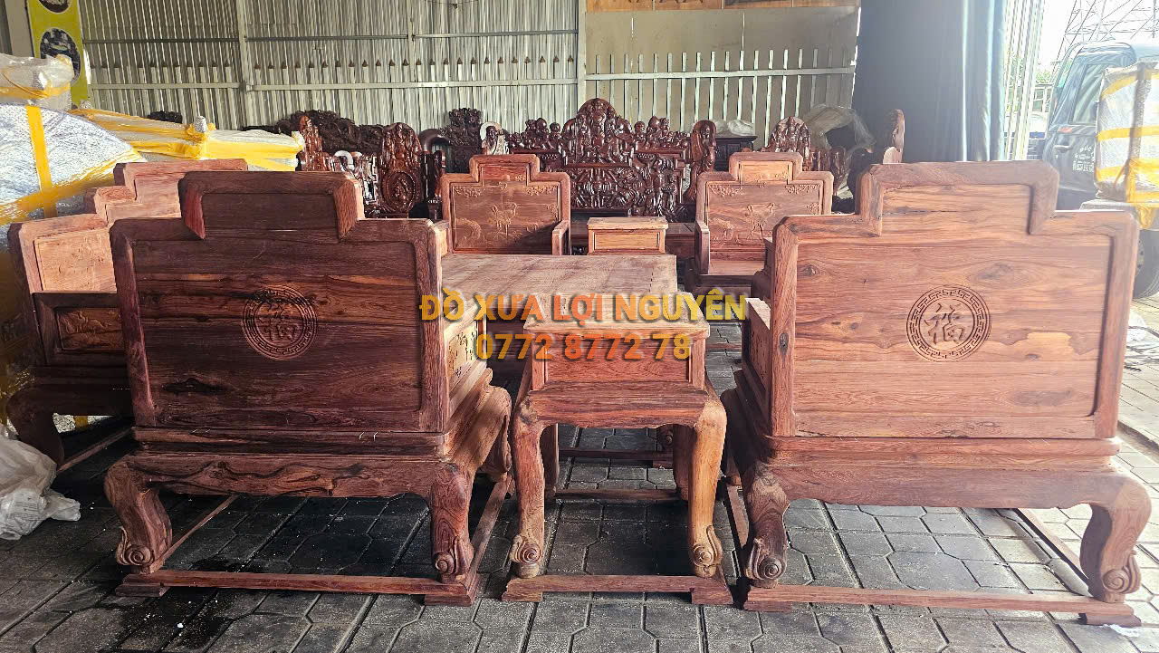Bộ bàn ghế gỗ cẩm lai 10 món, quốc sắc thiên hương