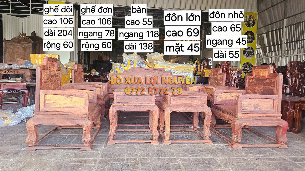 Bộ bàn ghế gỗ cẩm lai 10 món, quốc sắc thiên hương