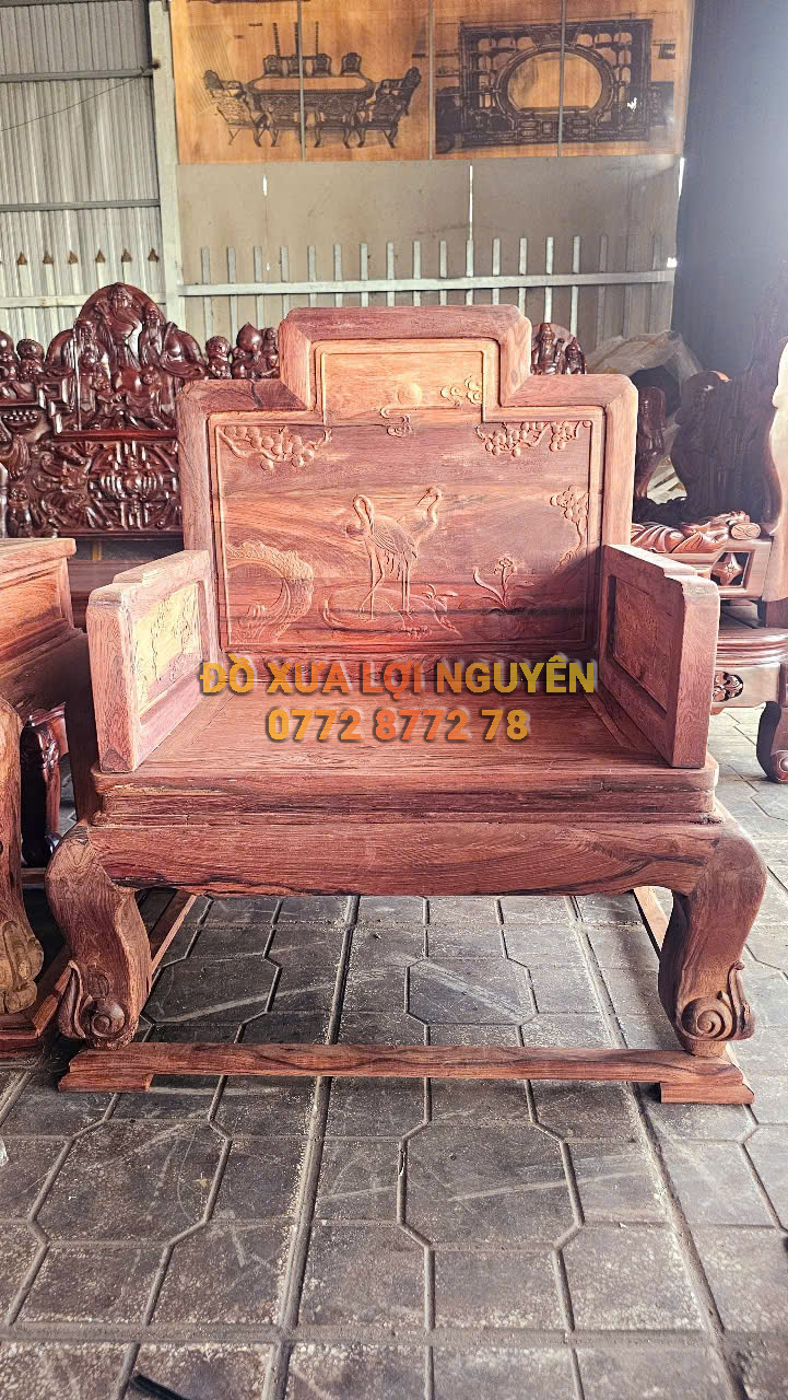 Bộ bàn ghế gỗ cẩm lai 10 món, quốc sắc thiên hương