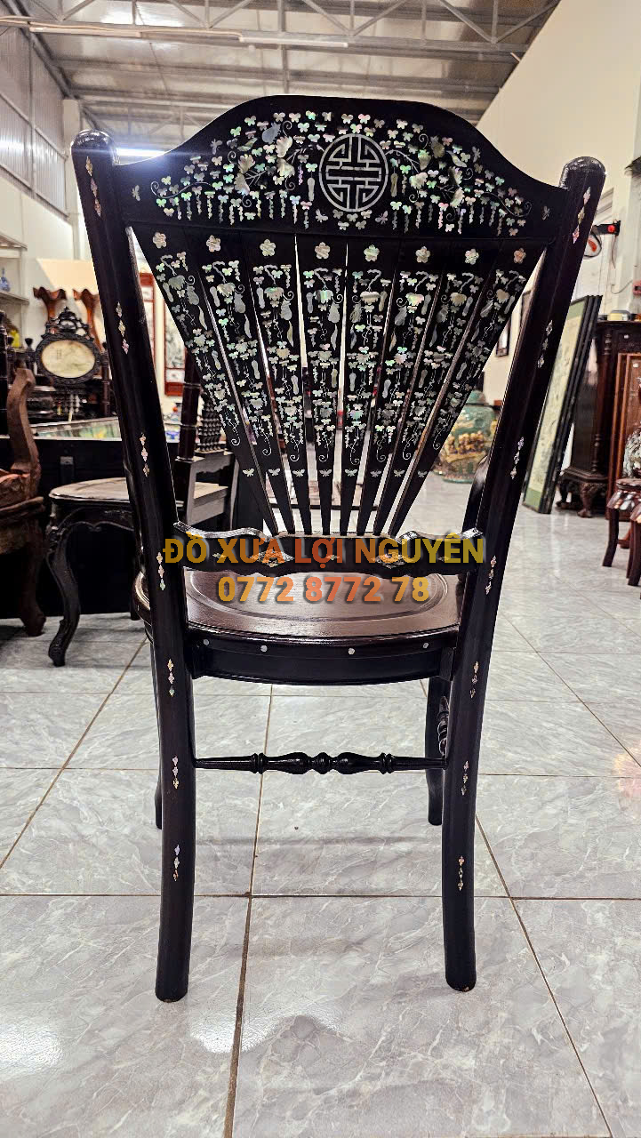 Bộ bàn ghế quạt 9 món, gỗ gõ mật xưa đẹp