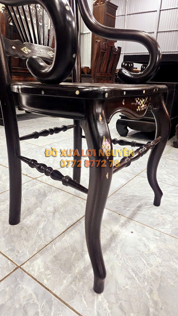 Bộ bàn ghế quạt 9 món, gỗ gõ mật xưa đẹp