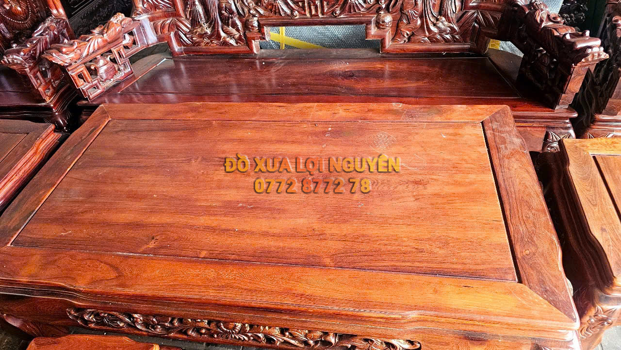 Siêu phẩm để đời, bộ bàn cẩm lai 10 món, đục tích Phúc Lộc Thọ