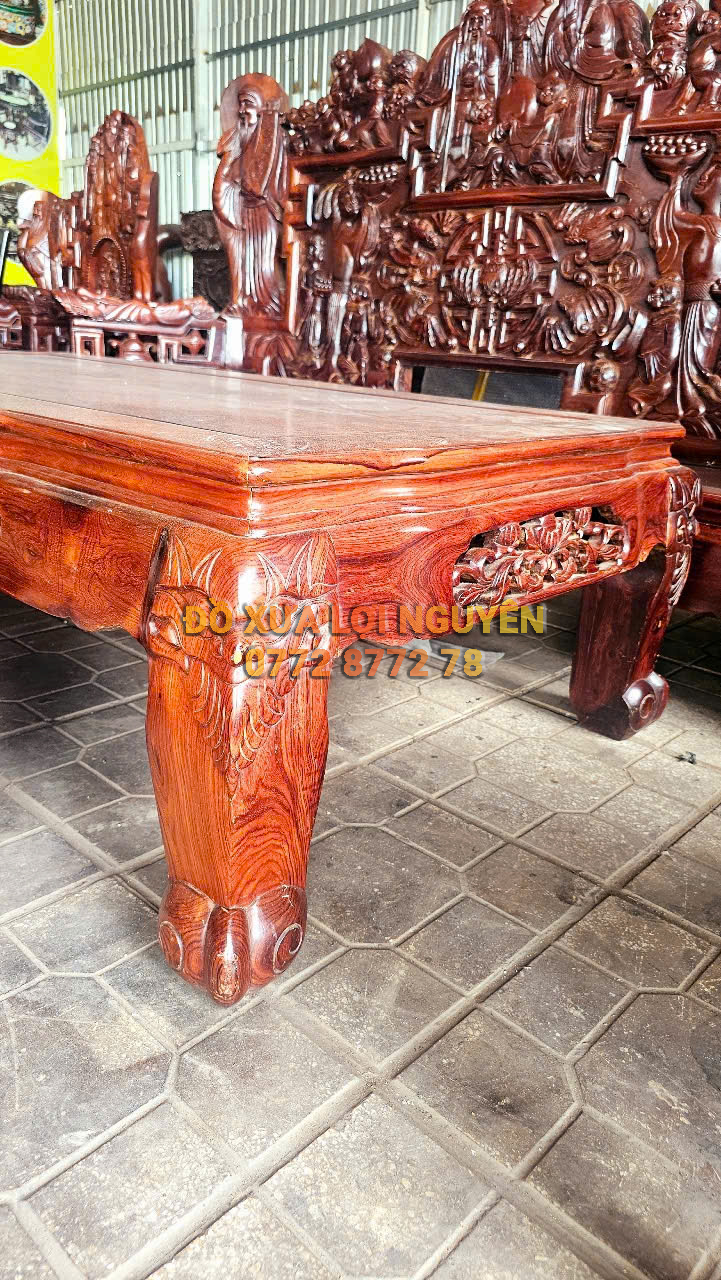 Siêu phẩm để đời, bộ bàn cẩm lai 10 món, đục tích Phúc Lộc Thọ