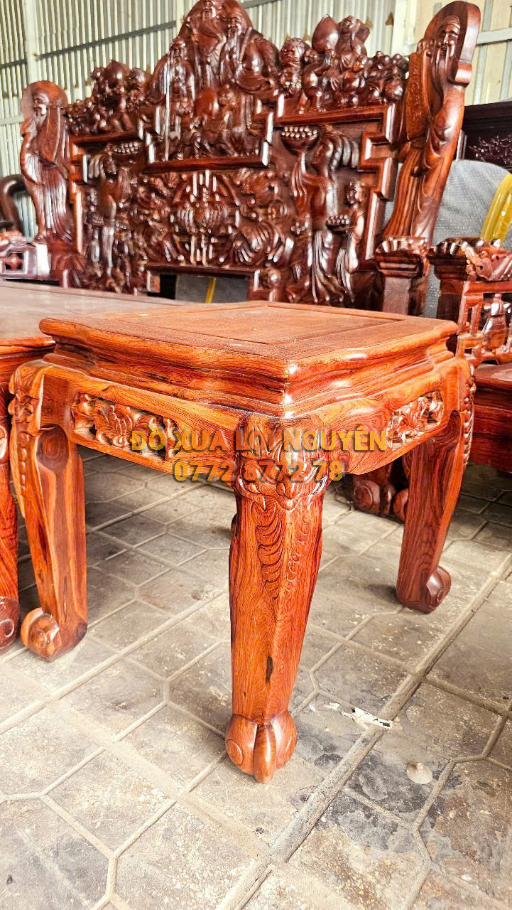 Siêu phẩm để đời, bộ bàn cẩm lai 10 món, đục tích Phúc Lộc Thọ