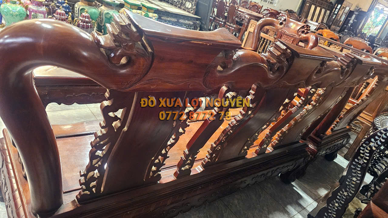 Bộ bàn quốc đào gỗ cẩm lai xưa 10 món, tay 10