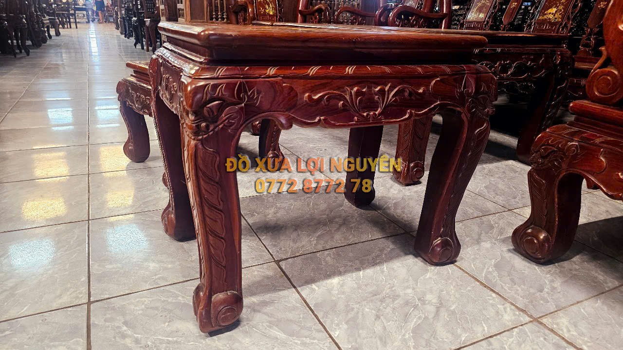 Bộ bàn quốc đào gỗ cẩm lai xưa 10 món, tay 10