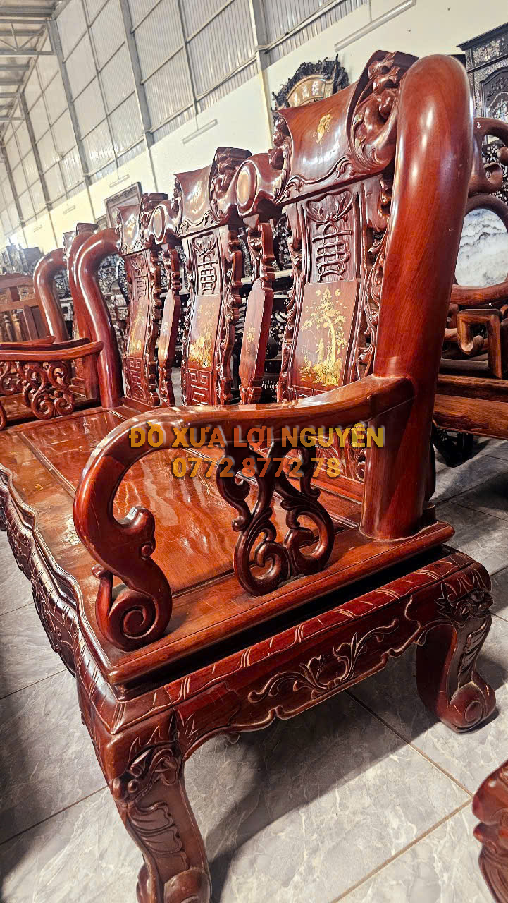 Bộ bàn quốc đào gỗ cẩm lai xưa 10 món, tay 10