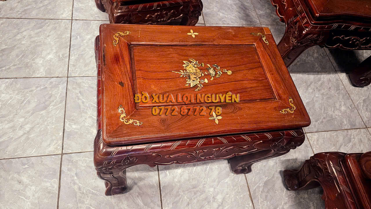 Bộ bàn quốc đào gỗ cẩm lai xưa 10 món, tay 10
