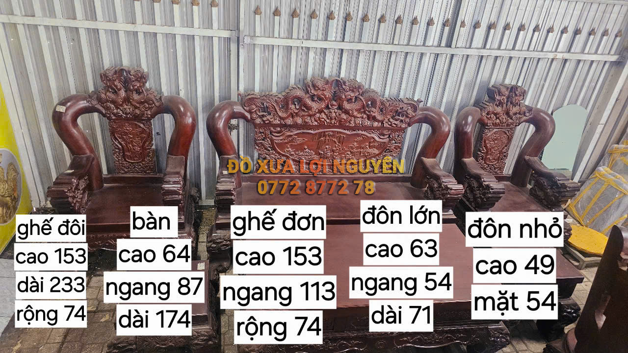 Bộ bàn gỗ xoan đào, 6 món, tay 16, to đẹp