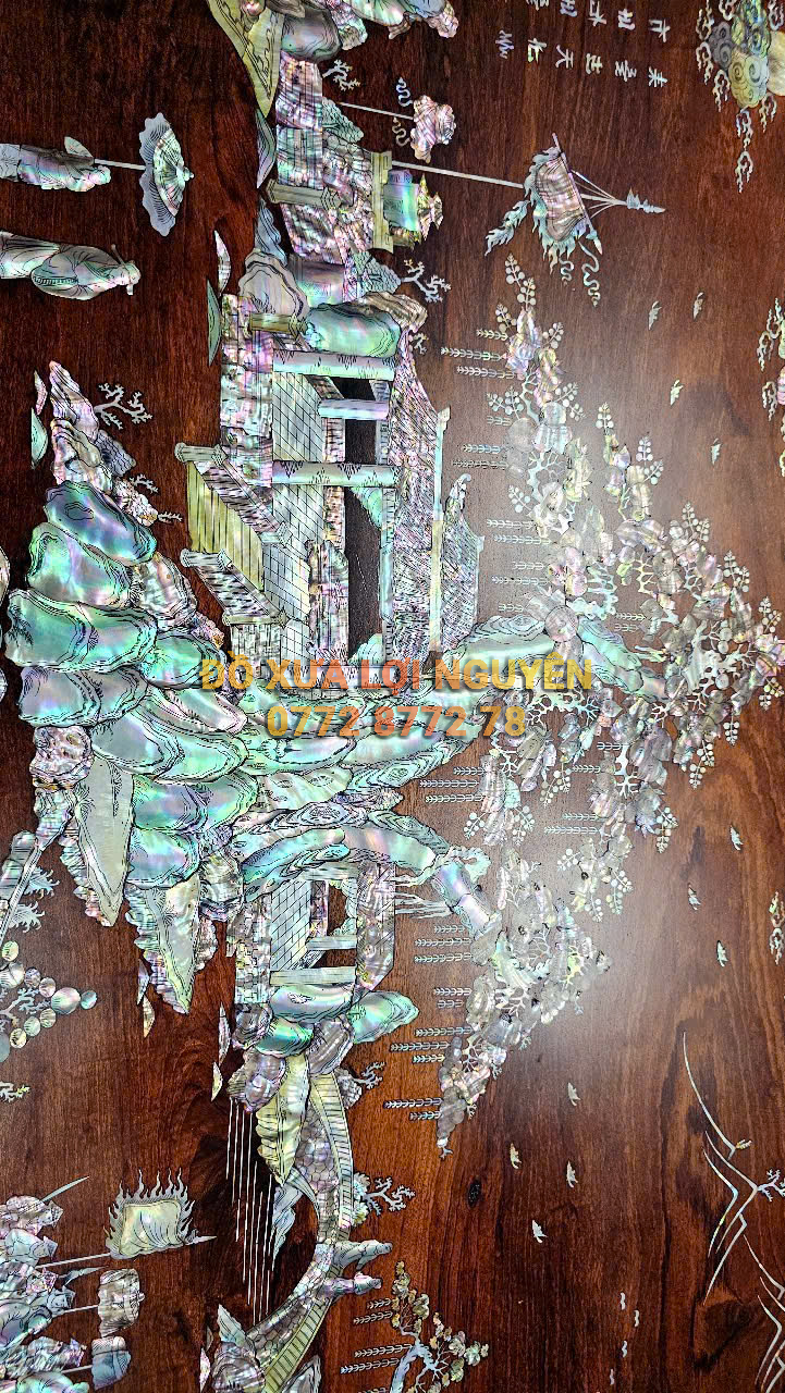 Bộ bàn ăn gỗ hương 9 món, mặt dày 5 cm