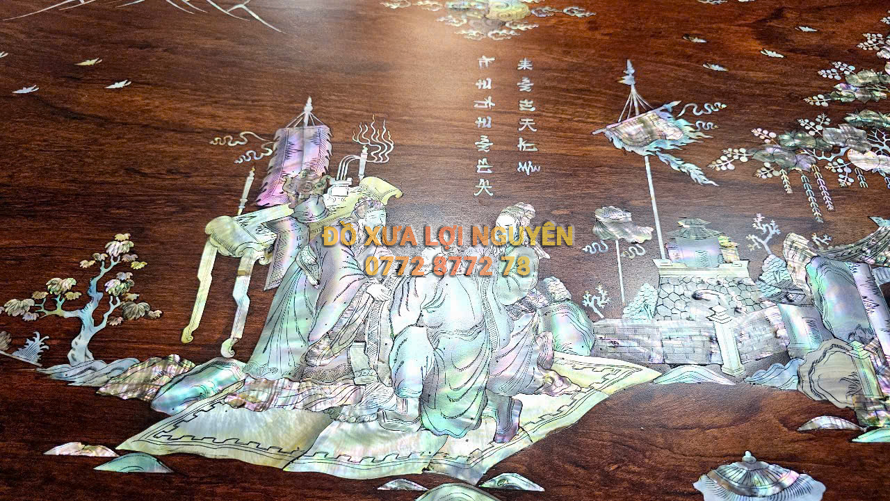 Bộ bàn ăn gỗ hương 9 món, mặt dày 5 cm