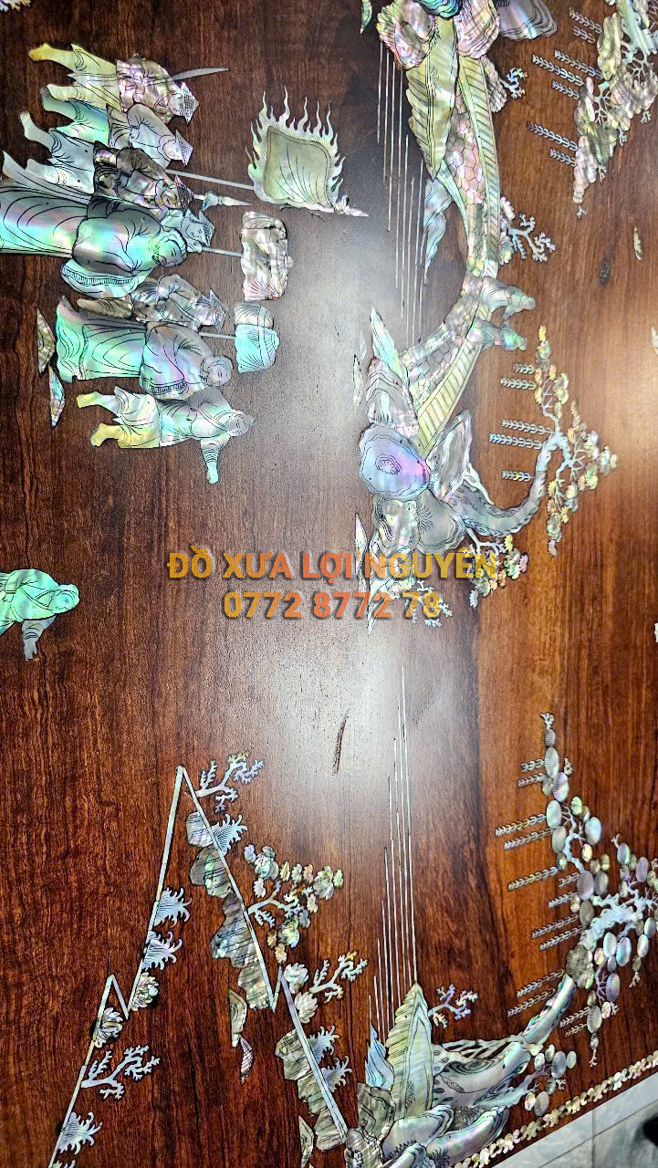 Bộ bàn ăn gỗ hương 9 món, mặt dày 5 cm