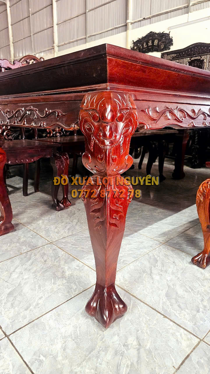 Bộ bàn ăn xưa 9 món, gỗ cẩm lai