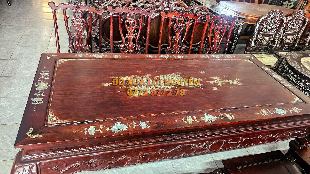 Bộ bàn ăn xưa 9 món, gỗ cẩm lai