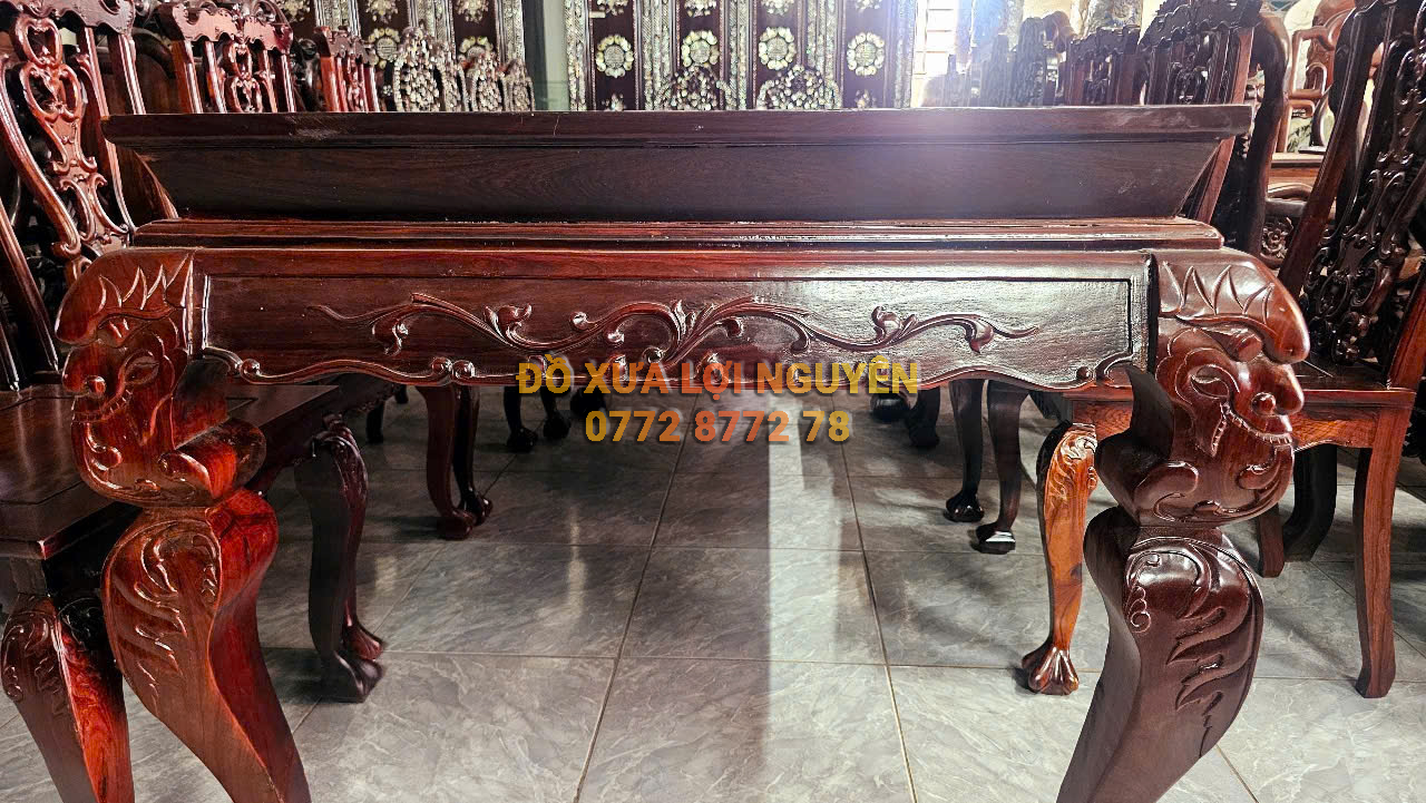 Bộ bàn ăn xưa 9 món, gỗ cẩm lai