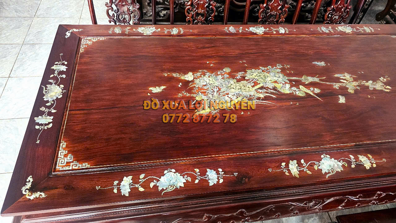 Bộ bàn ăn xưa 9 món, gỗ cẩm lai