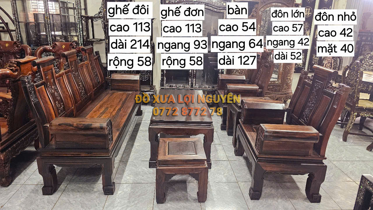 Bộ bàn 6 món, Gỗ mun ta xưa