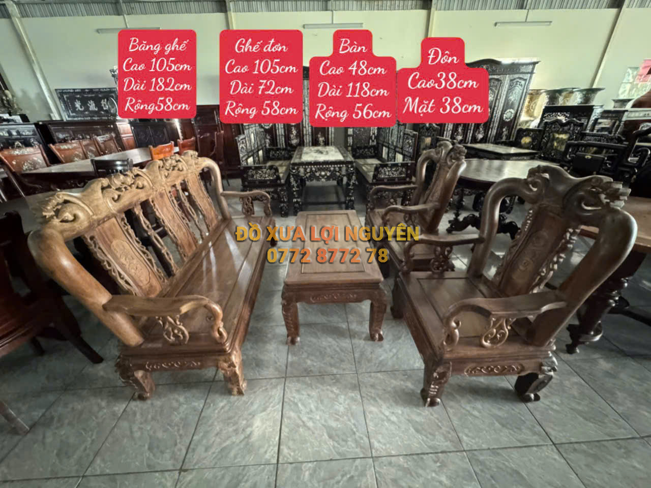 Bộ bàn gỗ cẩm thị xưa đẹp