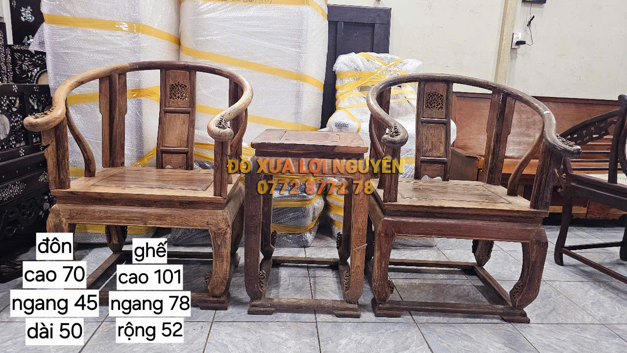 Bộ 3 món minh đế gỗ cẩm lai xưa