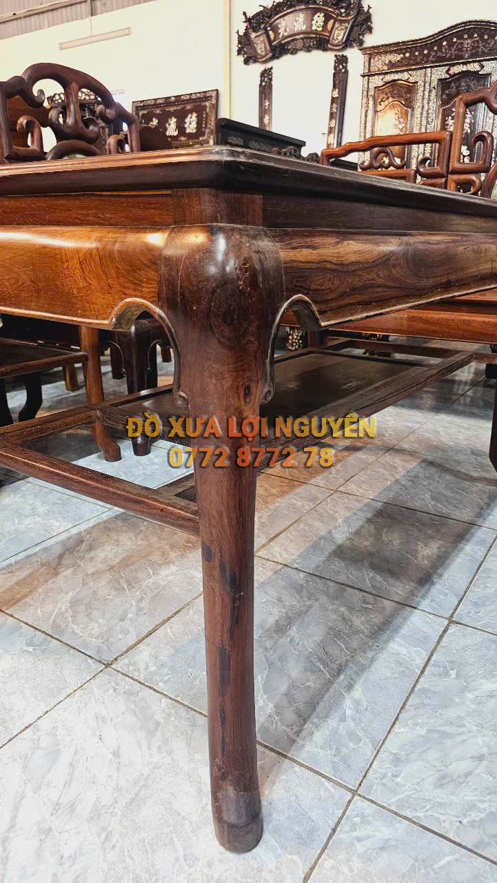 Bộ bàn 8 món móc tàu, mặt đá tàu xưa