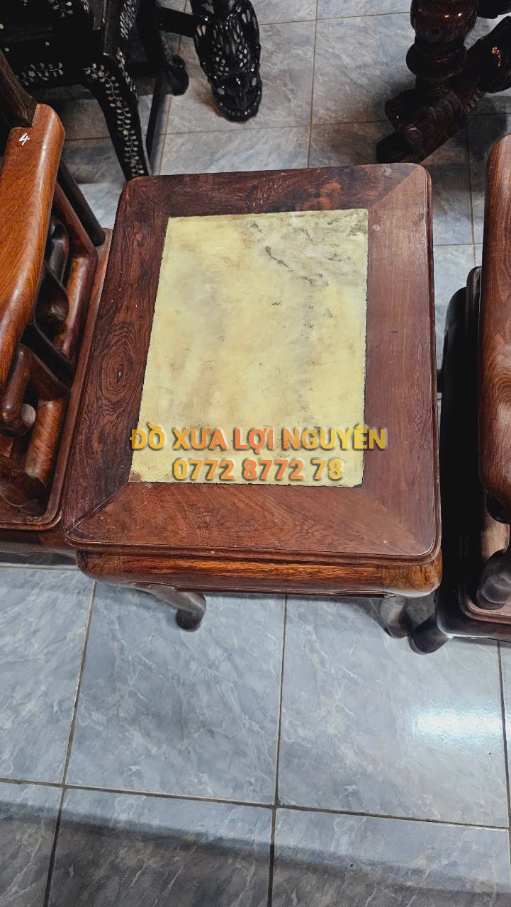 Bộ bàn 8 món móc tàu, mặt đá tàu xưa