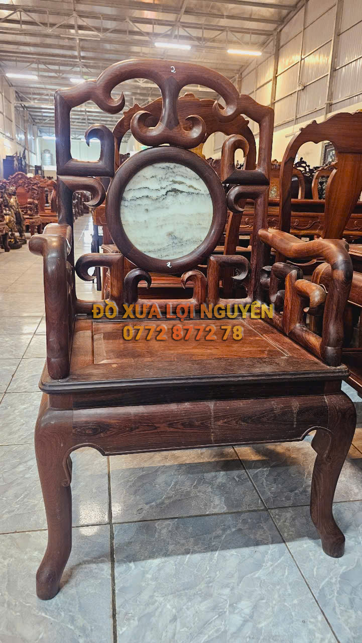 Bộ bàn 8 món móc tàu, mặt đá tàu xưa