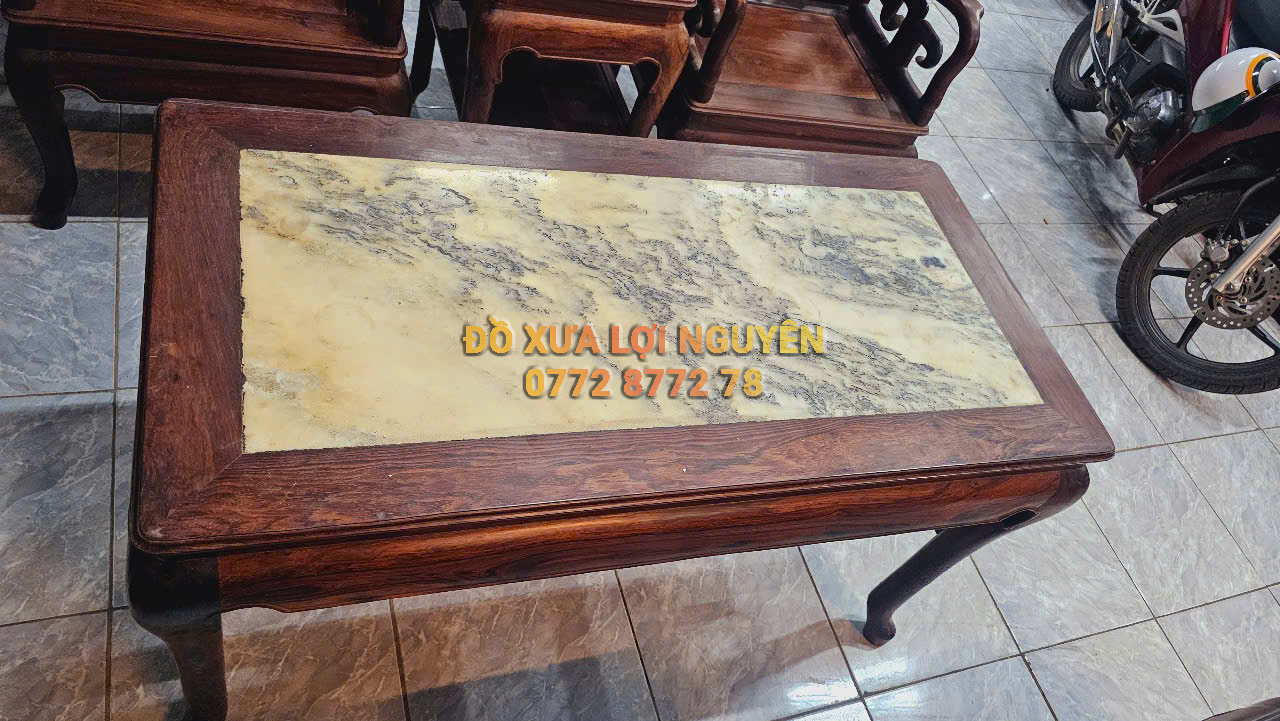 Bộ bàn 8 món móc tàu, mặt đá tàu xưa