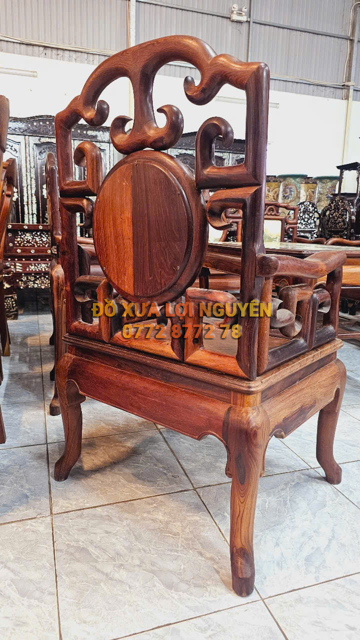 Bộ bàn 8 món móc tàu, mặt đá tàu xưa