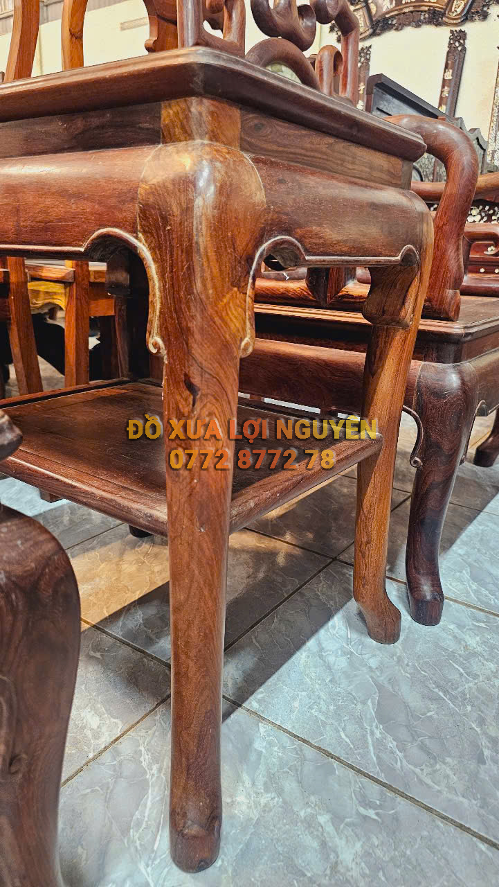 Bộ bàn 8 món móc tàu, mặt đá tàu xưa