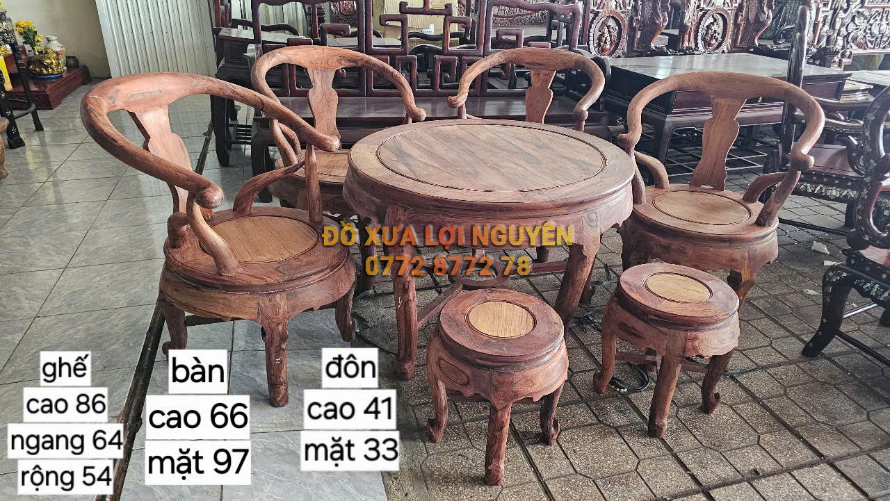 Bộ bàn minh thúng, gỗ cẩm lai xưa, 7 món