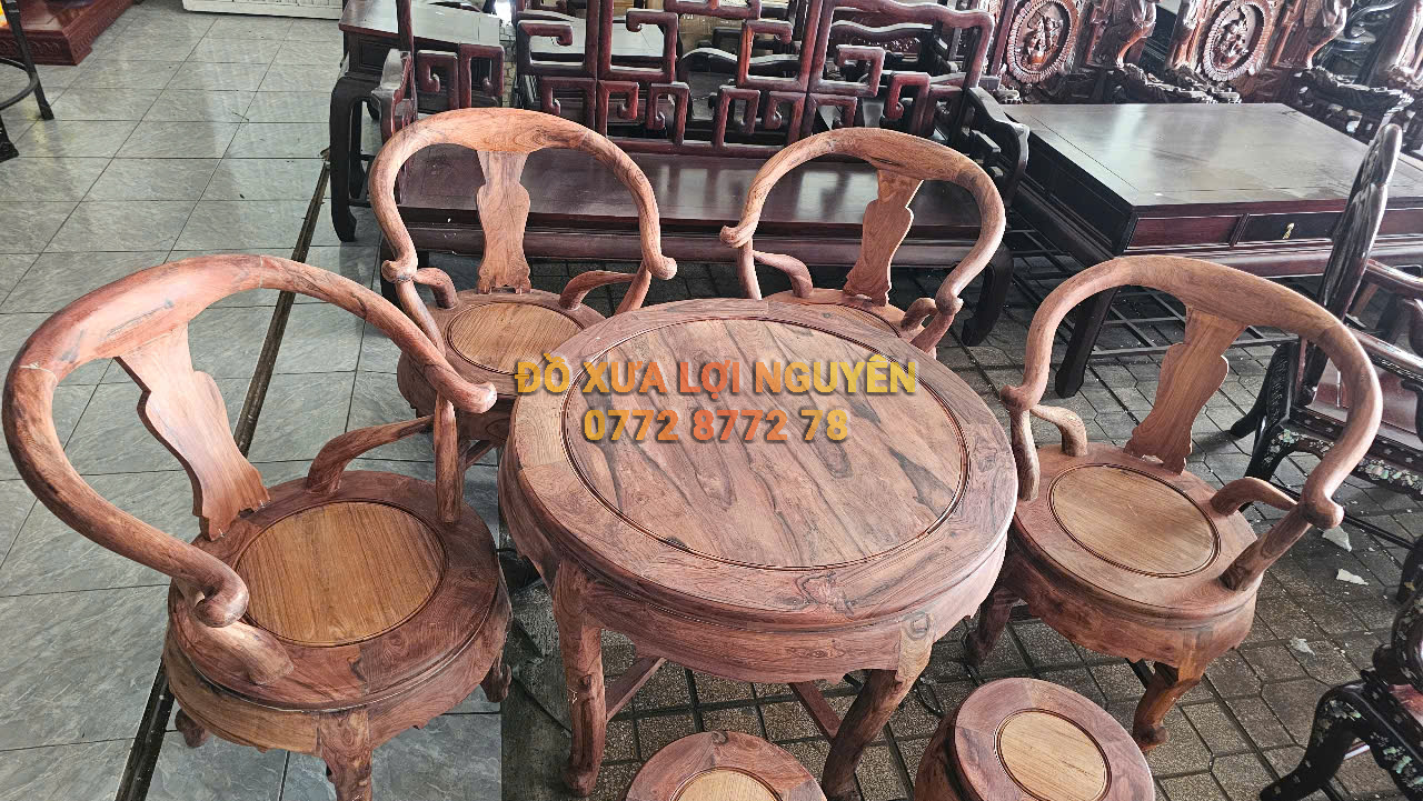 Bộ bàn minh thúng, gỗ cẩm lai xưa, 7 món