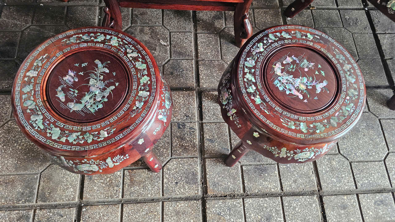 Bộ bàn cẩm lai 7 món, cẩn ốc đỏ siêu vip