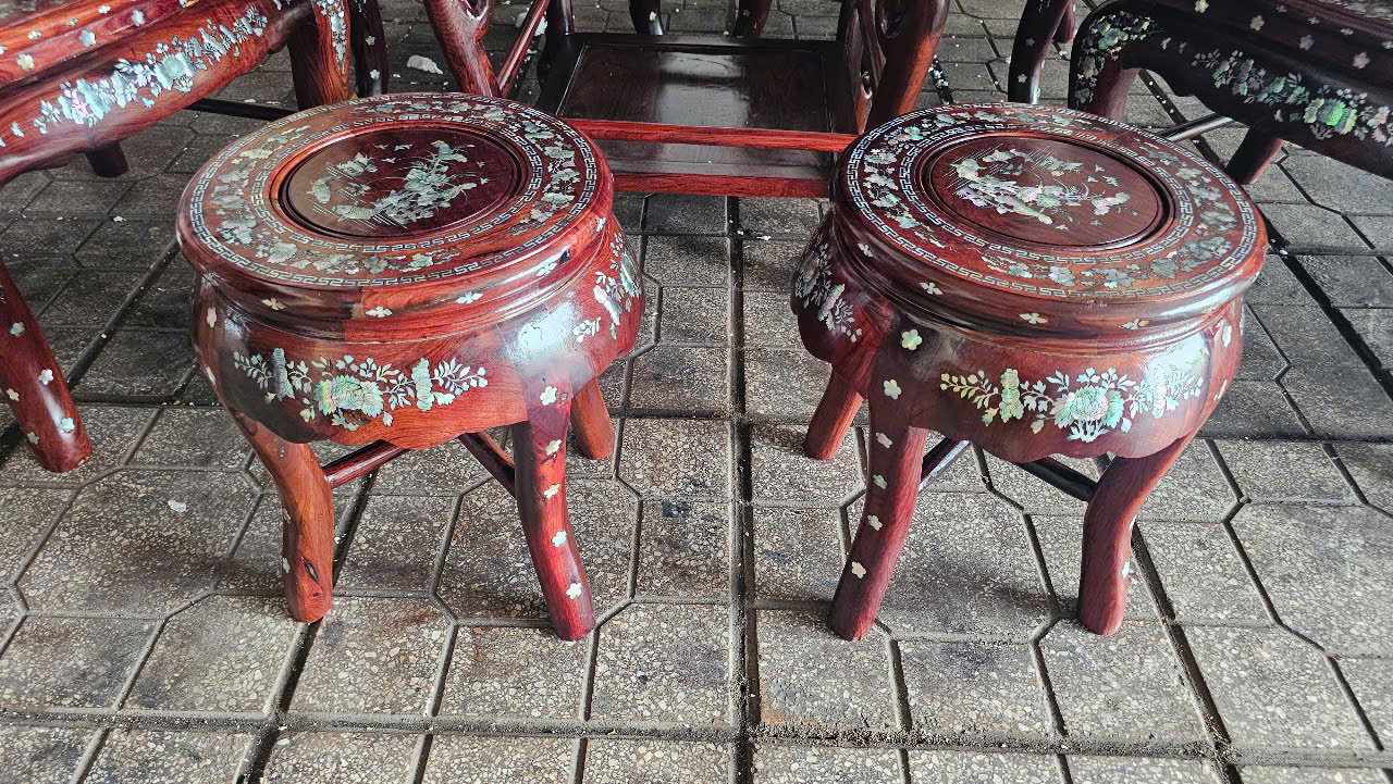 Bộ bàn cẩm lai 7 món, cẩn ốc đỏ siêu vip