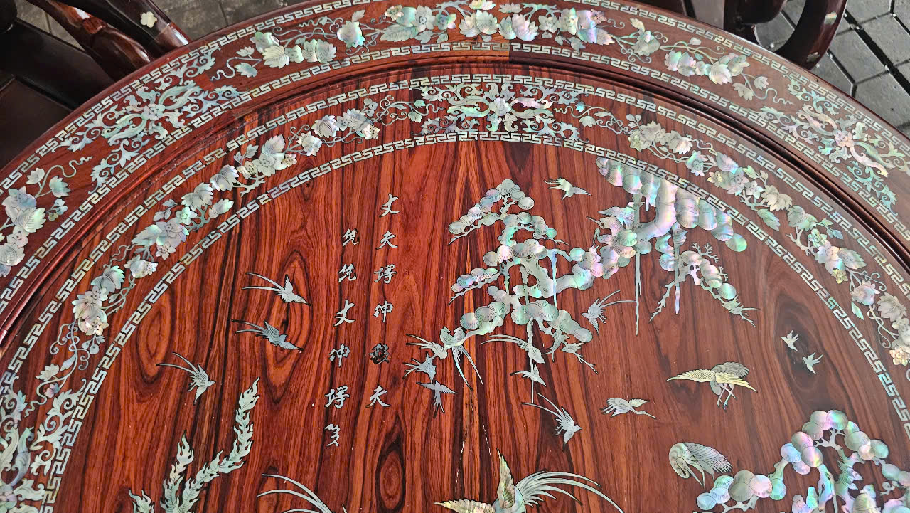 Bộ bàn cẩm lai 7 món, cẩn ốc đỏ siêu vip