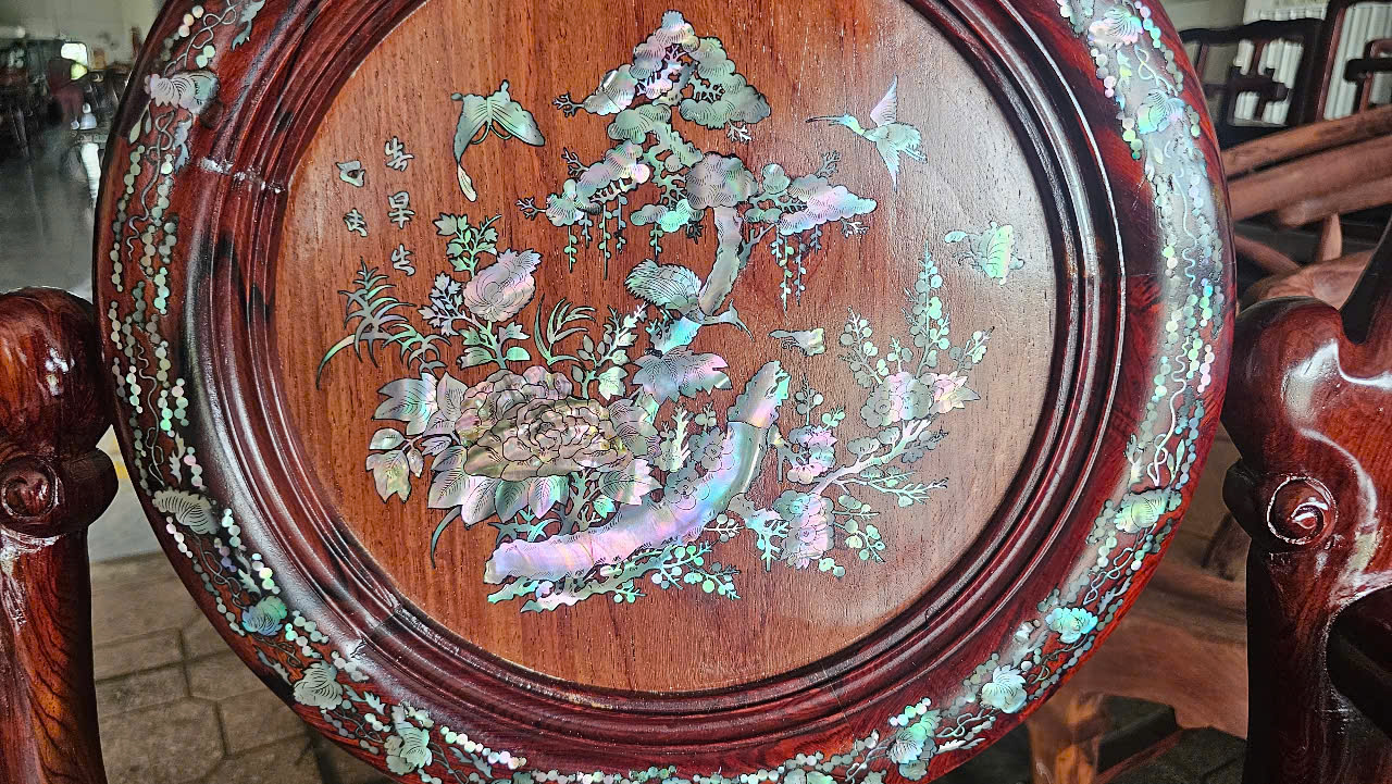 Bộ bàn cẩm lai 7 món, cẩn ốc đỏ siêu vip