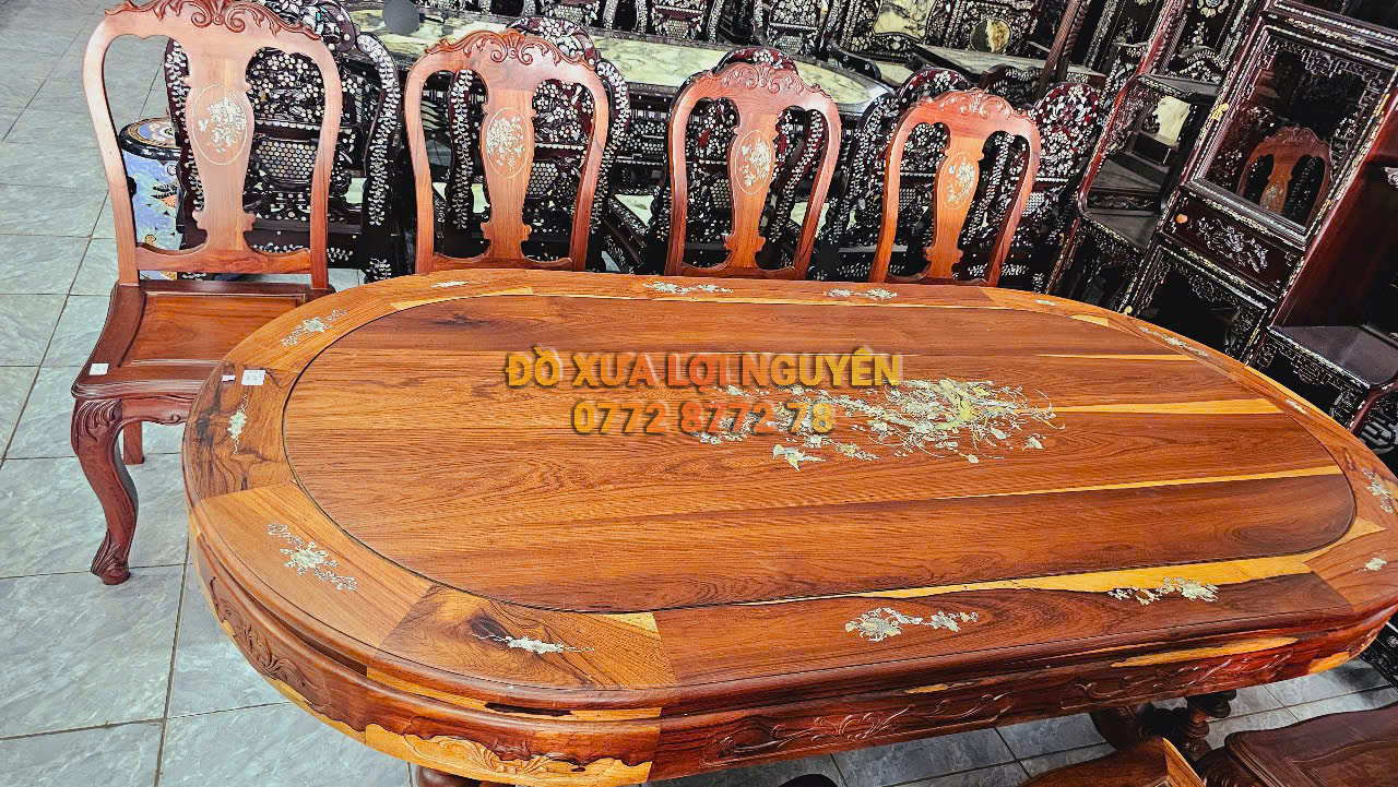 Bàn ăn 9 món, gỗ cẩm lai
